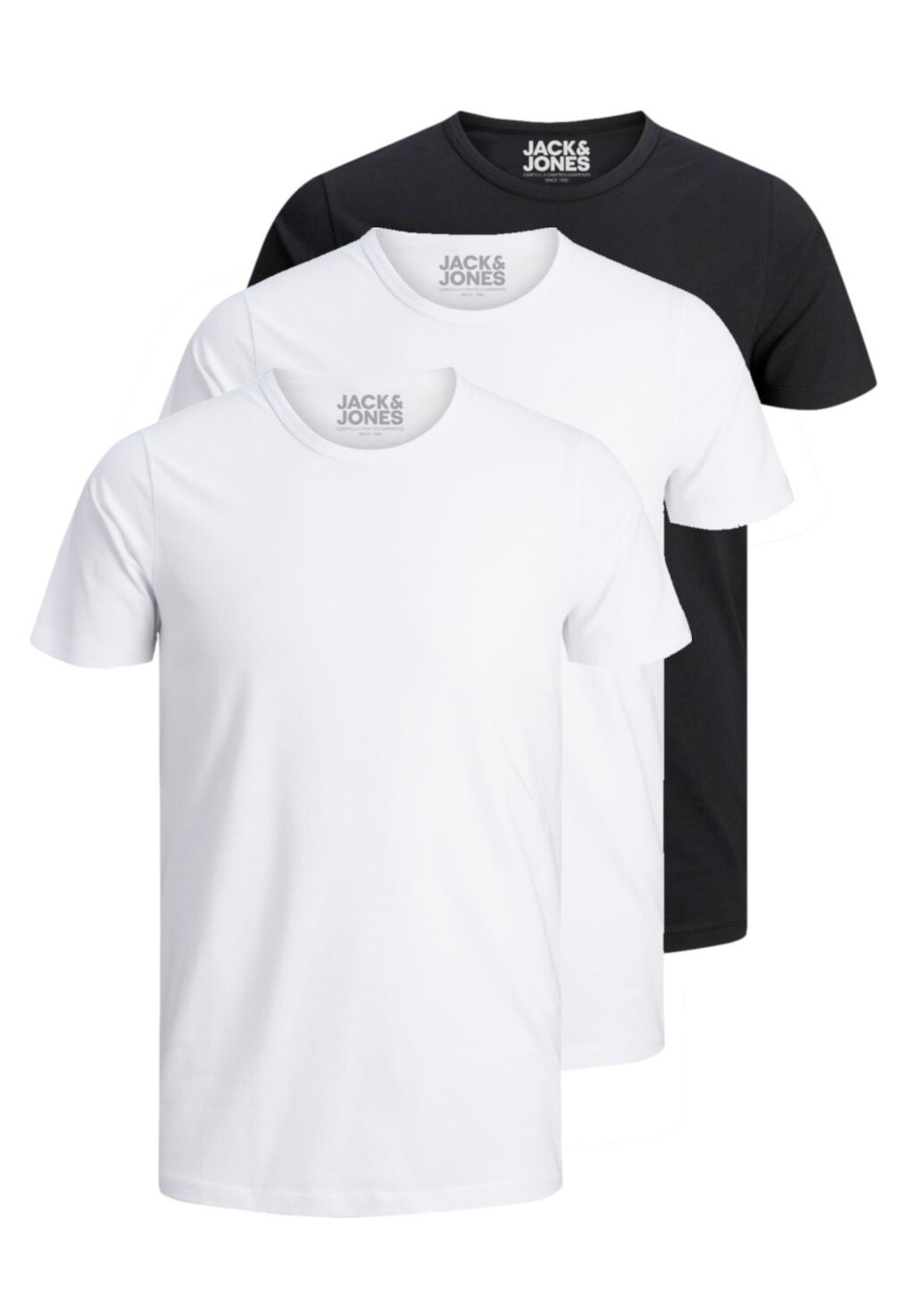 

Футболка базовая 3 PACK O-NECK Jack & Jones, цвет white/white/black