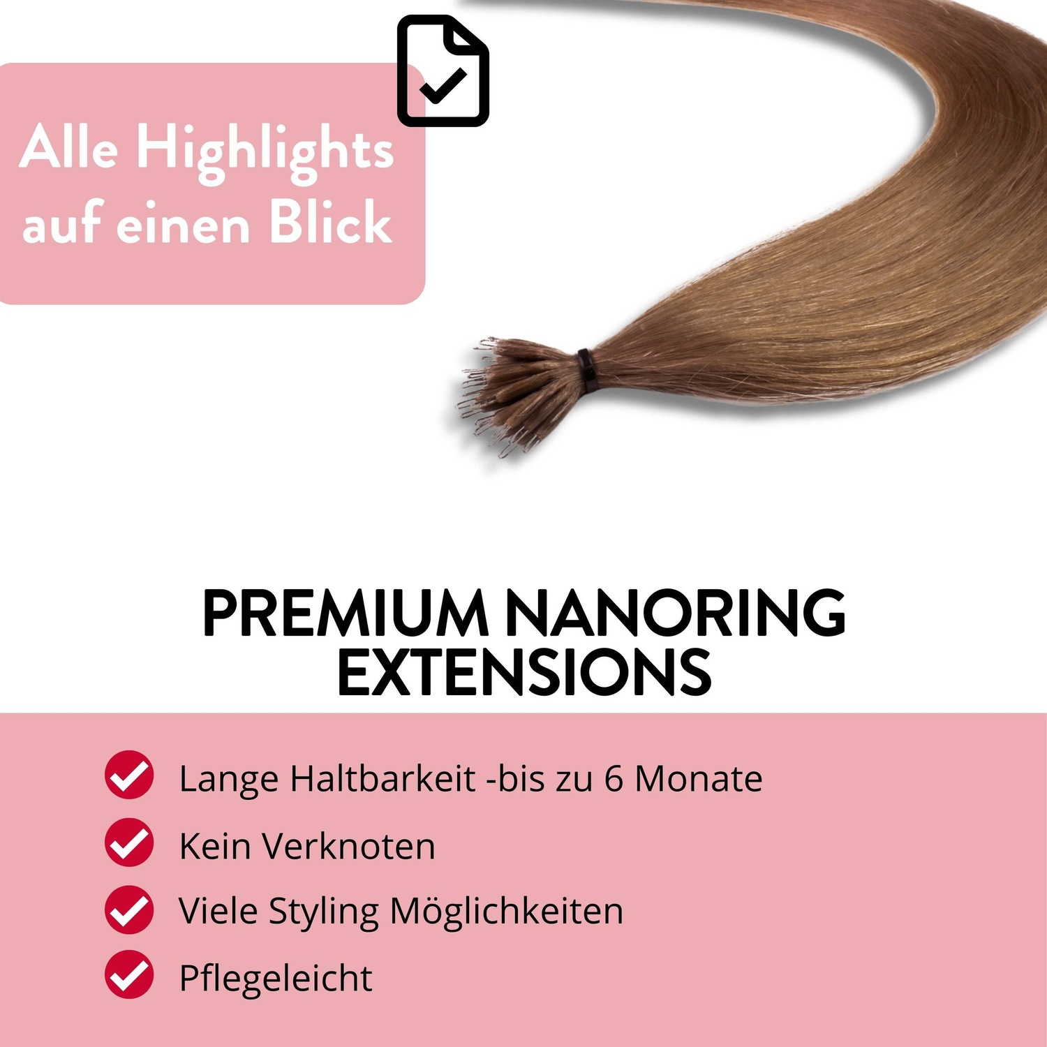 Накладные волосы nanoring extensions premium echthaar #8/1 hellblond asch 0,8g Hair2Heart, 40cm, количество 25 шт. — фото 3
