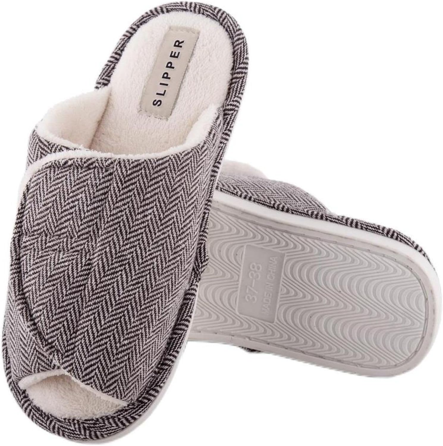 

Мужские регулируемые домашние тапочки с душевой шлепкой, без задника с флисовой подкладкой, обувь при отеке Urmycos, серый