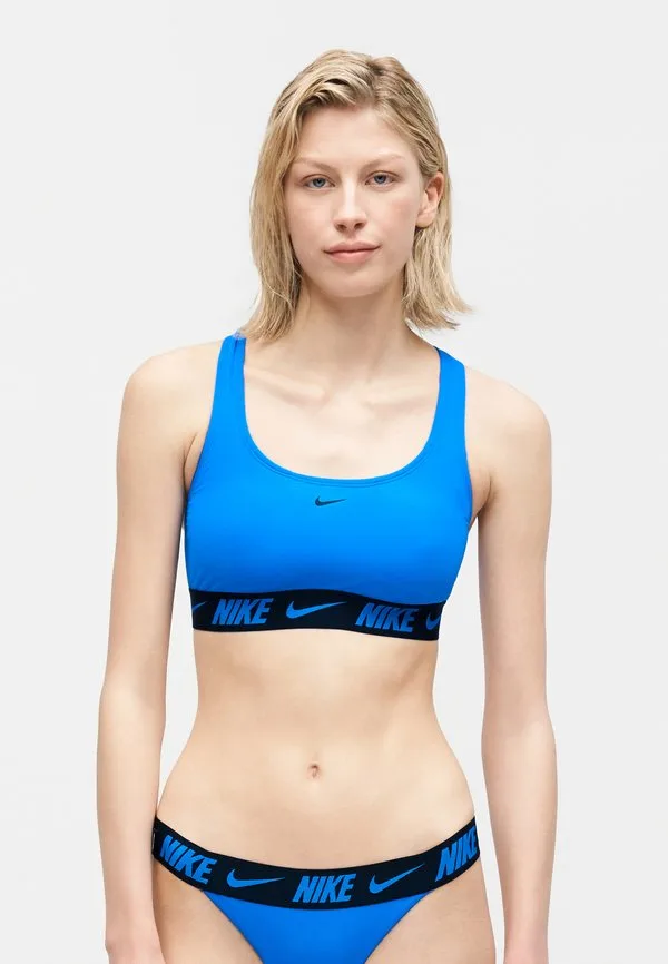 Топ от бикини с логотипом и спинкой-борцовкой Nike Swim, Blue Crystal