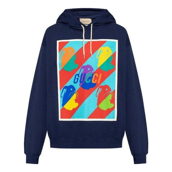 

Толстовка graphic paint hoodie 'navy multi' Gucci, синий