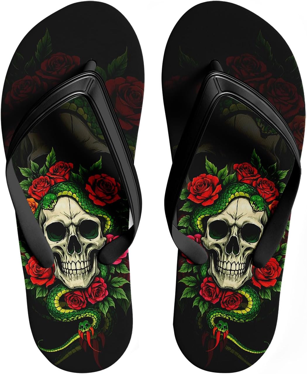 

Готические шлепанцы с черепом для мужчин и женщин, модные сандалии с скелетом и розой, удобные сланцы на лето, для пляжа и бассейна, стильные рок-панк шлепанцы Coolcustomize, черный/красный/зеленый/бежевый
