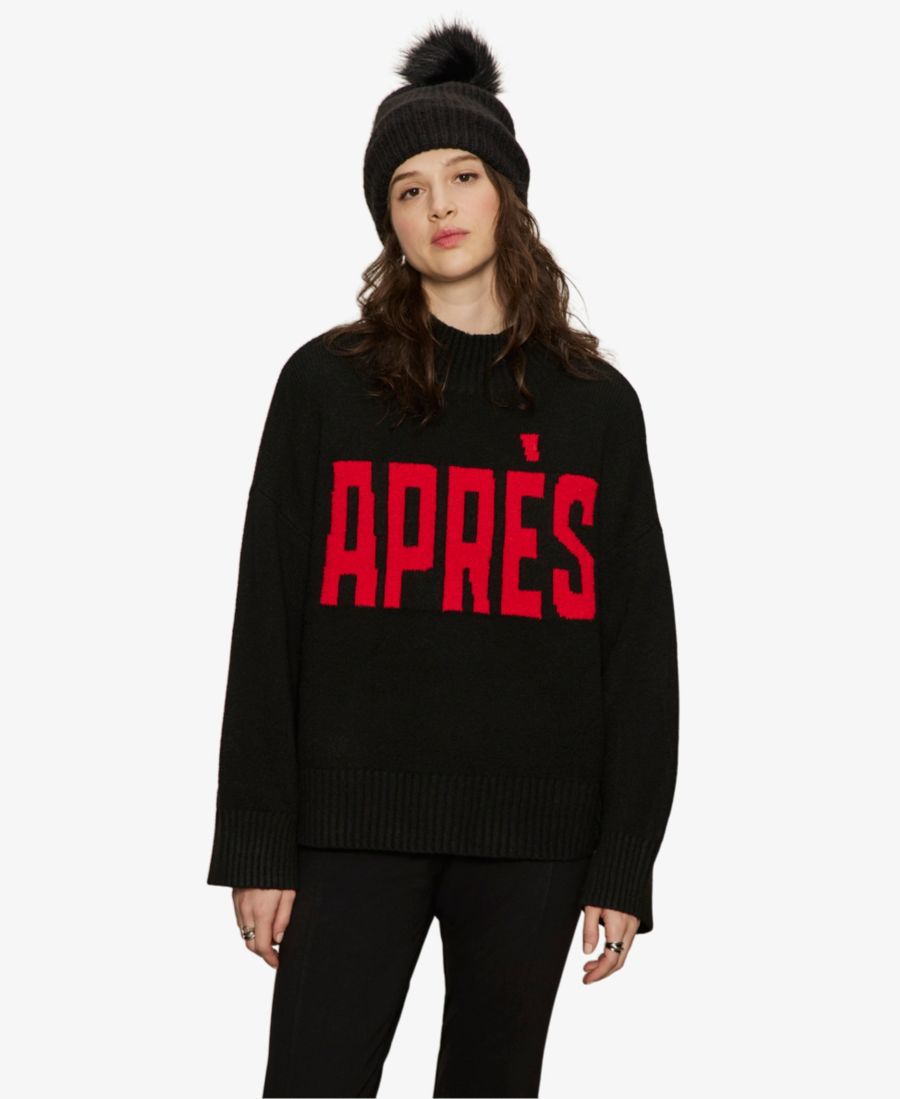 

Женский свитер Apres Intarsia High Mock F Logo Sanctuary, Black/Mars Red