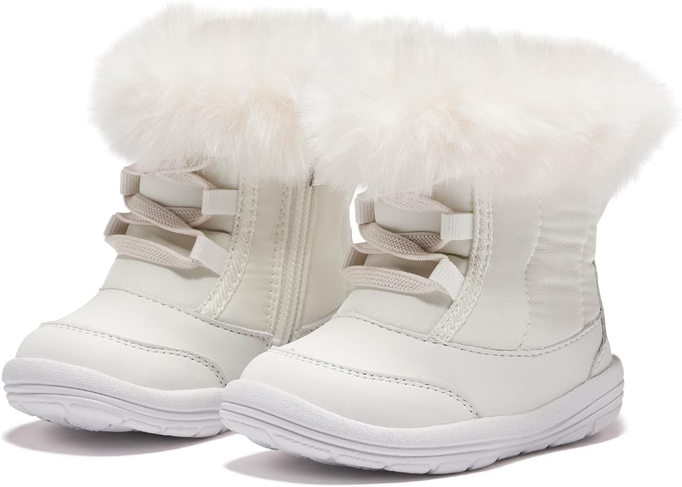 

BMCiTYBM Детские зимние сапожки для малышей Мальчики Девочки Теплые зимние ботинки Высокие ботиночки с искусственным мехом для холодной погоды на улицу, Pure White