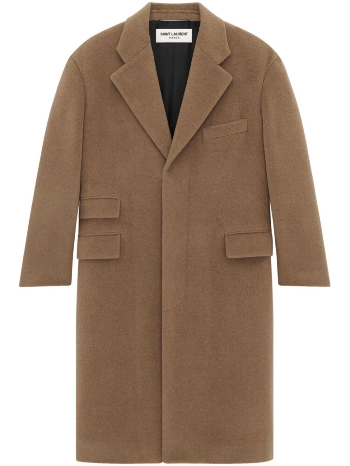 

Saint Laurent однобортное шерстяное пальто, коричневый