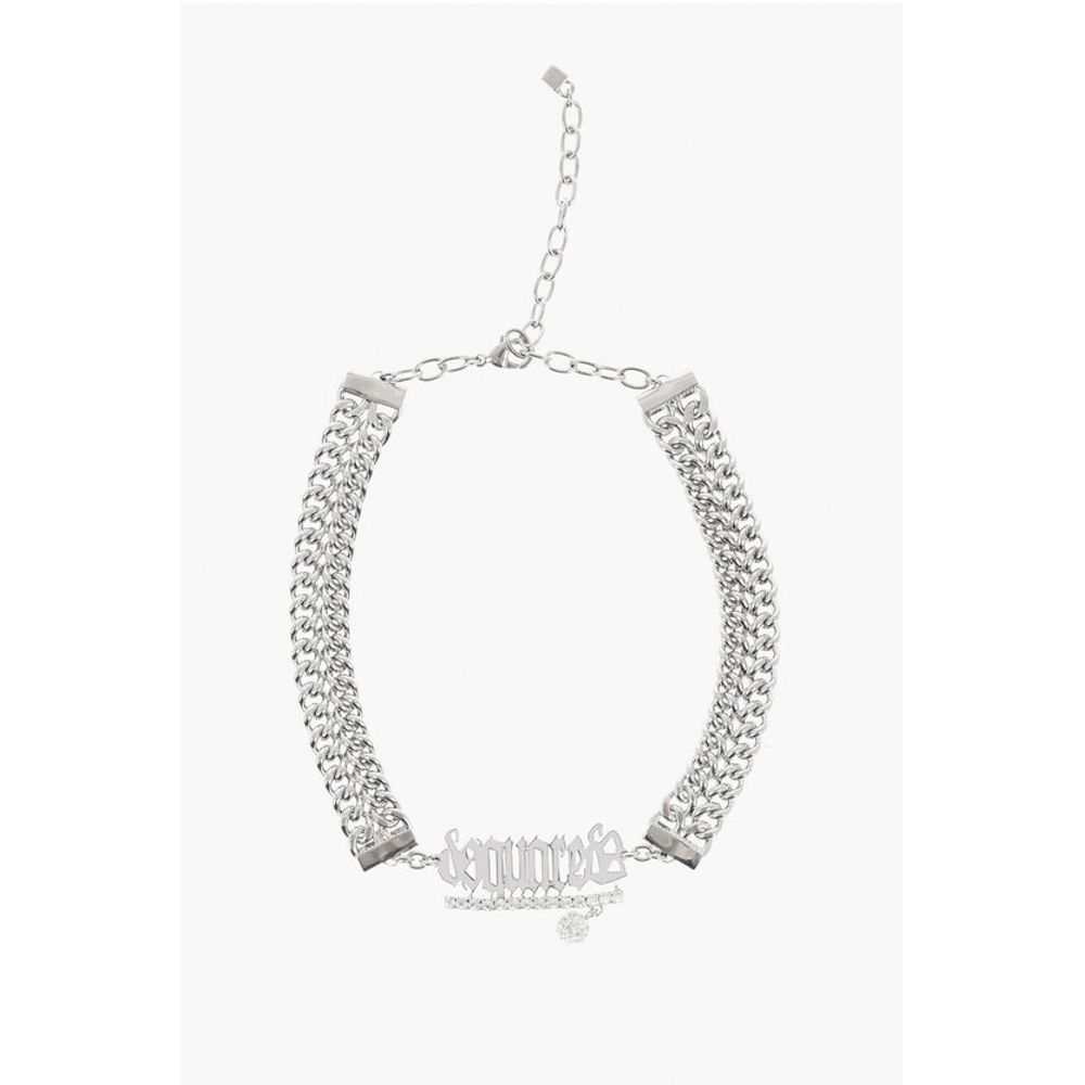 

Металлическое колье-чокер с отделкой из стразов Dsquared2, серебряный