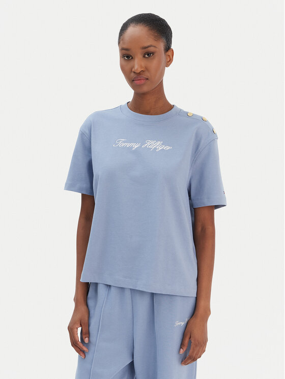 Футболка regular fit Script WW0WW47819 Tommy Hilfiger, синий