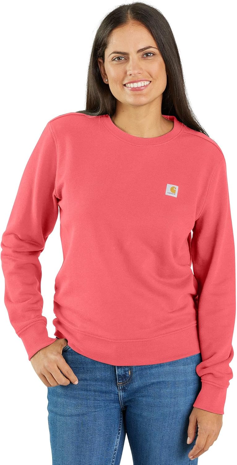 

Carhartt женская толстовка с круглым вырезом Relaxed Fit Midweight French Terry, Pink Salmon, Розовый, Carhartt женская толстовка с круглым вырезом Relaxed Fit Midweight French Terry, Pink Salmon