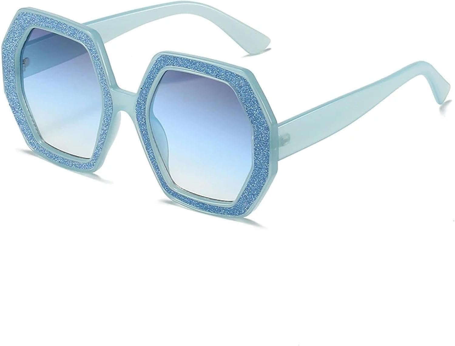 

Модные солнцезащитные очки неправильной формы для женщин и мужчин, с многоугольной оправой и бриллиантами, для путешествий и вождения, с защитой от УФ-излучения UV400 TKKTLLT, Blue Gradient Blue