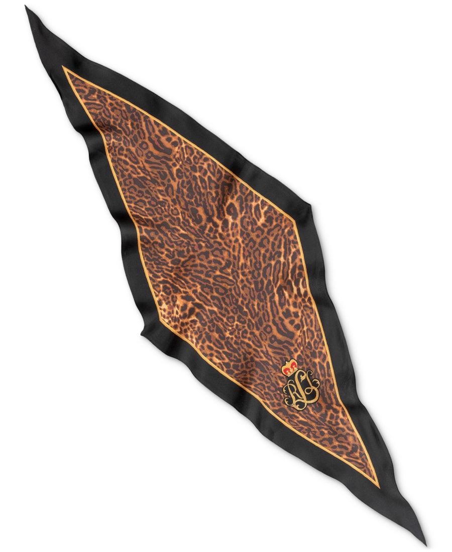 

Шелковый шарф с анималистическим принтом и мелким ромбовидным узором Lauren Ralph Lauren, 001 Black