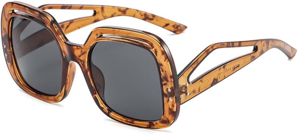 

Большие полые солнцезащитные очки для женщин, гелевые градиентные очки с защитой от УФ-излучения UV400, мужские очки с неровными дужками и заклепками LANGSER, Amber Grey