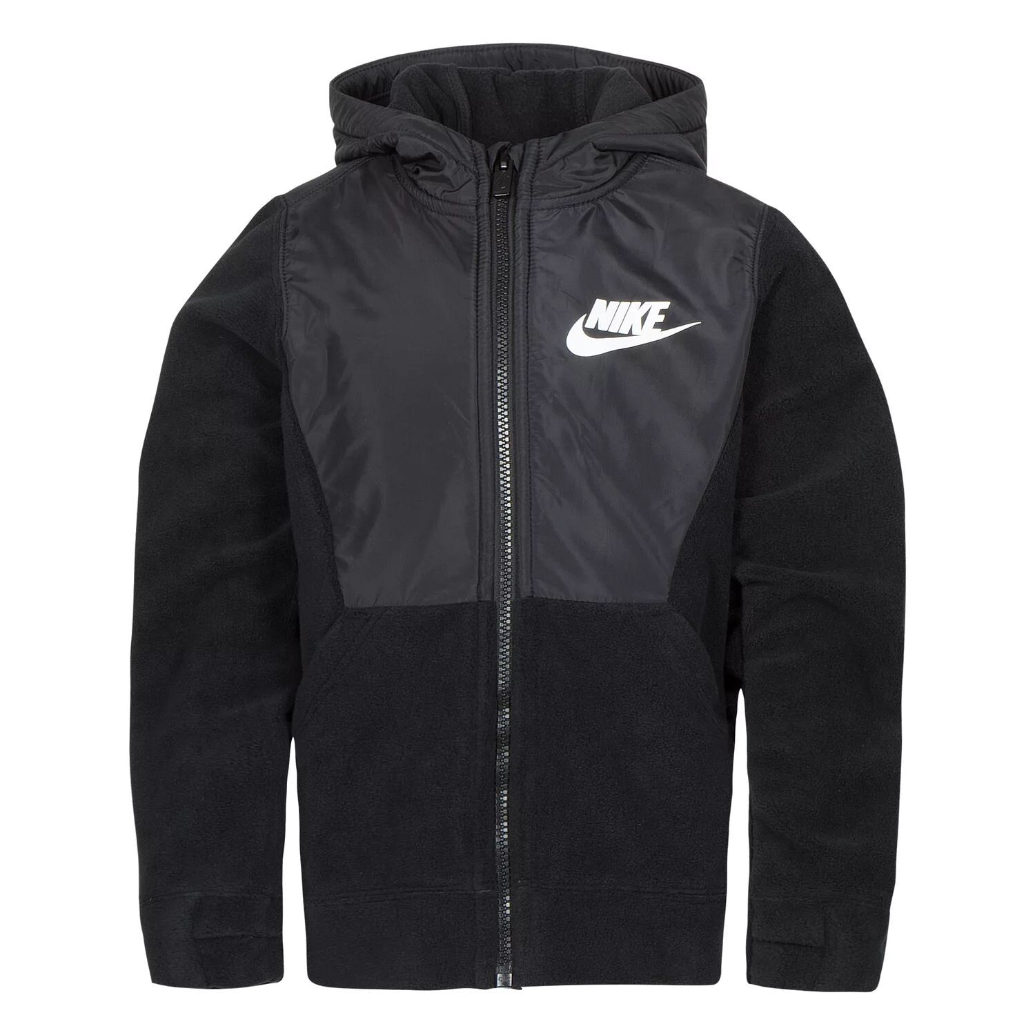Легкая флисовая худи Nike на молнии для мальчиков 4–7 лет Nike, черный — фото 3