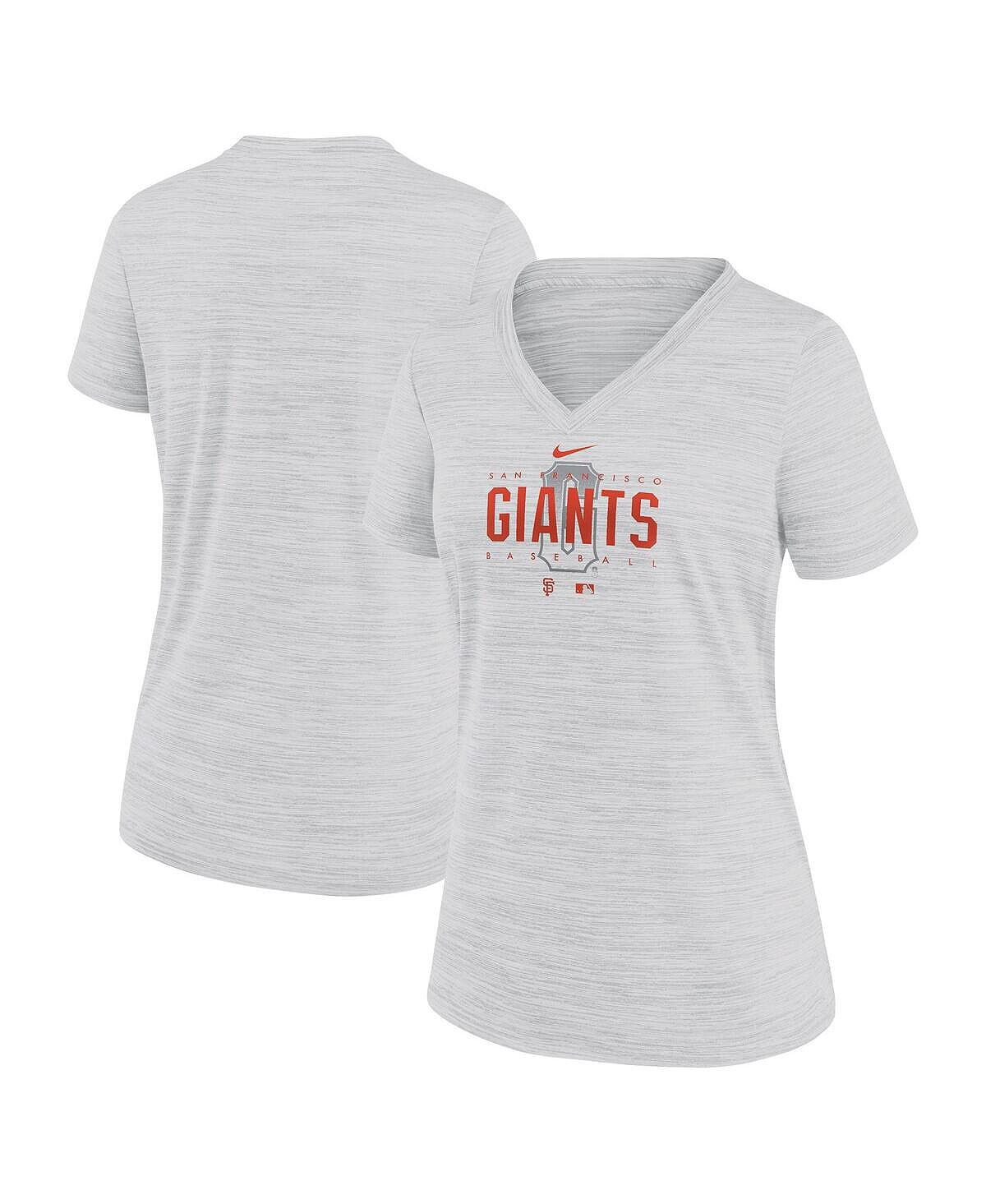

Белая женская футболка с v-образным вырезом San Francisco Giants City Connect Velocity Practice Performance Nike, белый