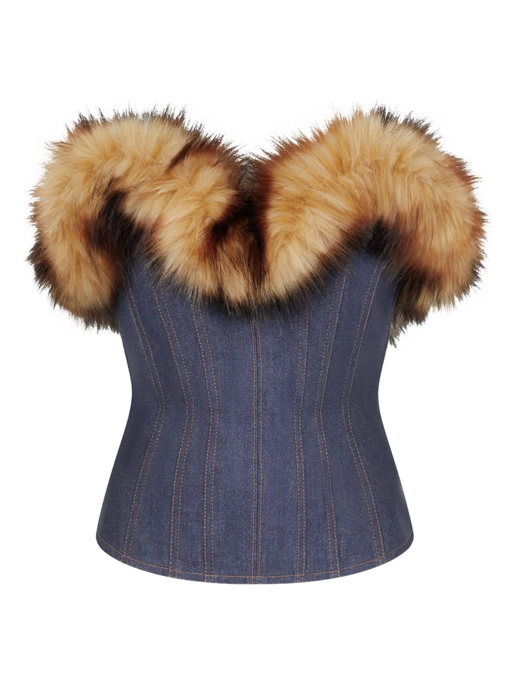 

Топ-корсет с искусственным мехом David Koma, синий