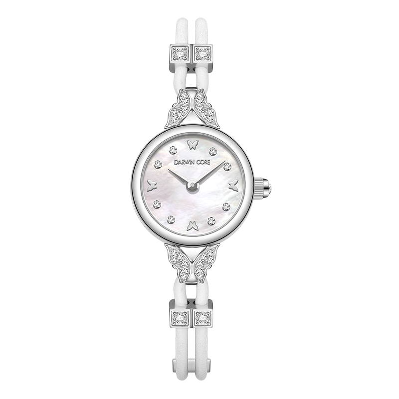 

Darwin Core Часы Quartz Movement Stainless Steel Watchband Watch Women's Watch Mother of Pearl Color Watch Dial, White Gold White Dial