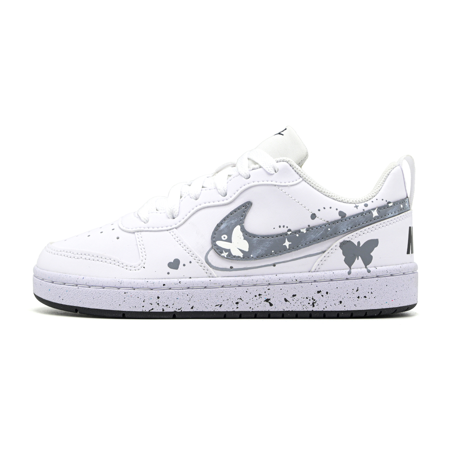 

Кроссовки для скейтбординга Court Borough с противоскользящей подошвой и устойчивостью к истиранию, низкие, детские, унисекс Nike, белый/серый