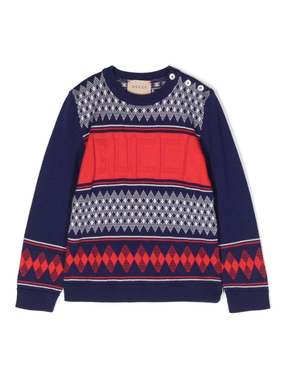 

Gucci Kids шерстяной джемпер с геометричным узором, синий