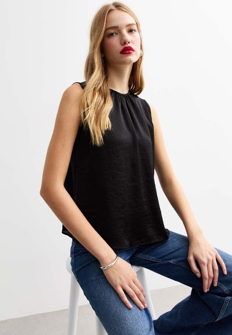 

Топ PLEATED NECK SLEEVELESS New Look, черный