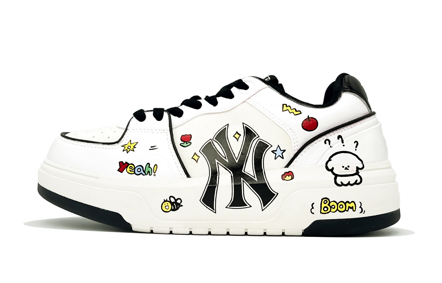 

MLB Чанки лайнер лоу топ скейтборд обувь унисекс белый, цвет White