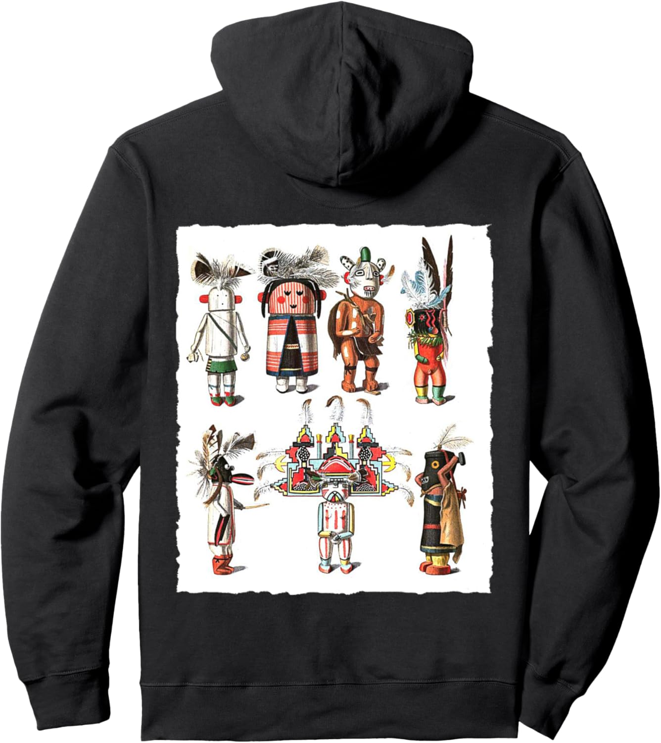 

Толстовка с изображением кукол Качина, индейцев пуэбло и коренных американцев Tusayan Katchina Katcina Katsina Indian Art, черный