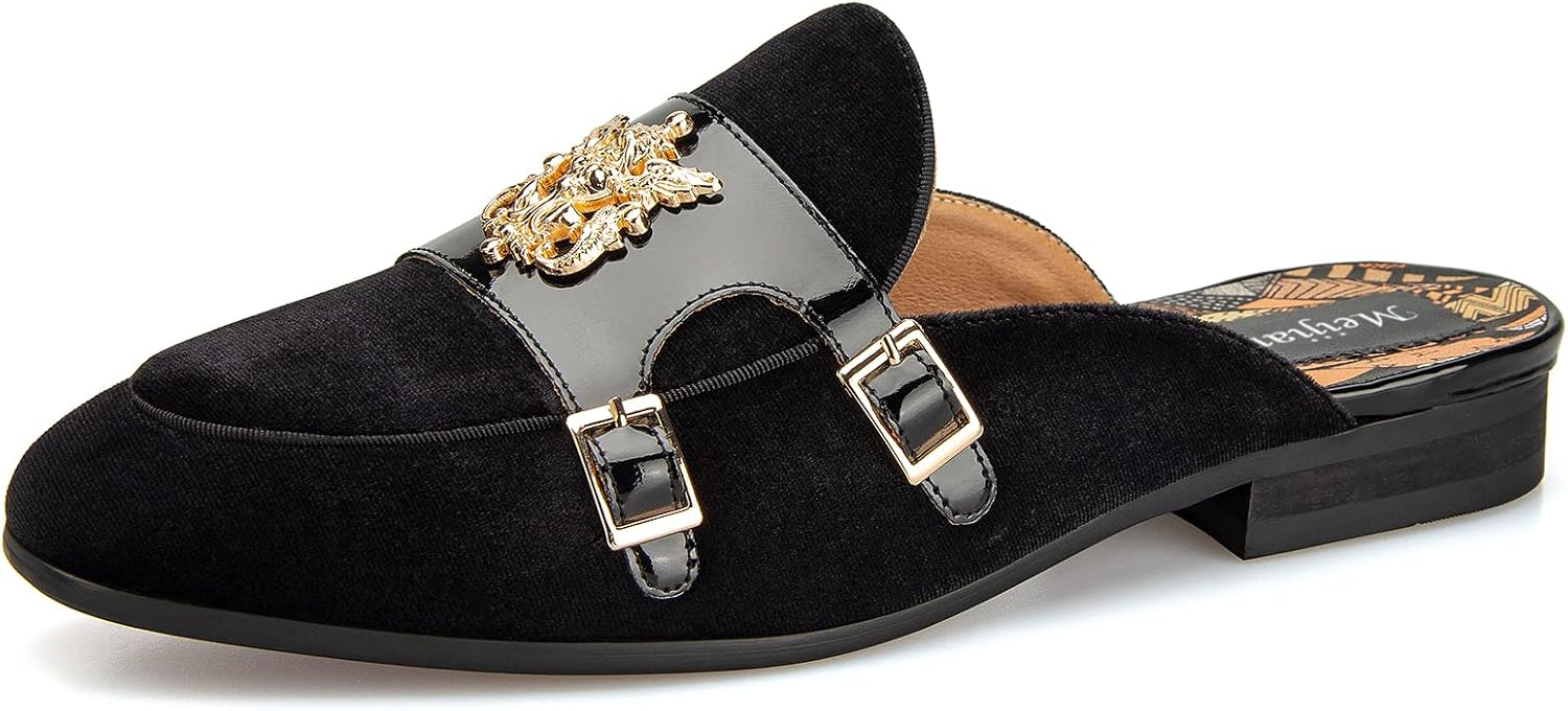 

Мужские тапочки Meijiana, слипоны-лоферы из кожи, для официального и повседневного ношения, с открытой пяткой, черный