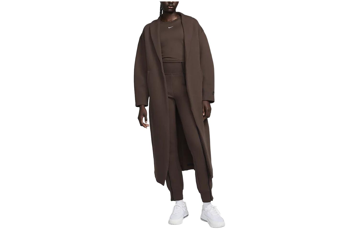 Nike Женское спортивное пальто с технологичной флисовой подкладкой, Dark Brown — фото 3