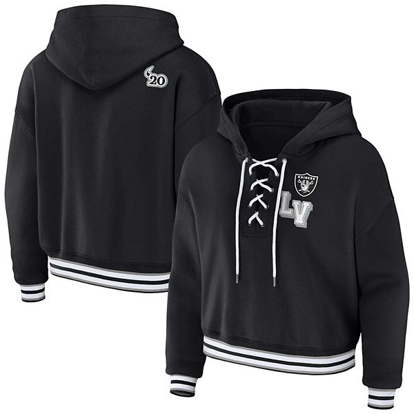 

Женский черный худи Las Vegas Raiders на шнуровке Wear By Erin Andrews