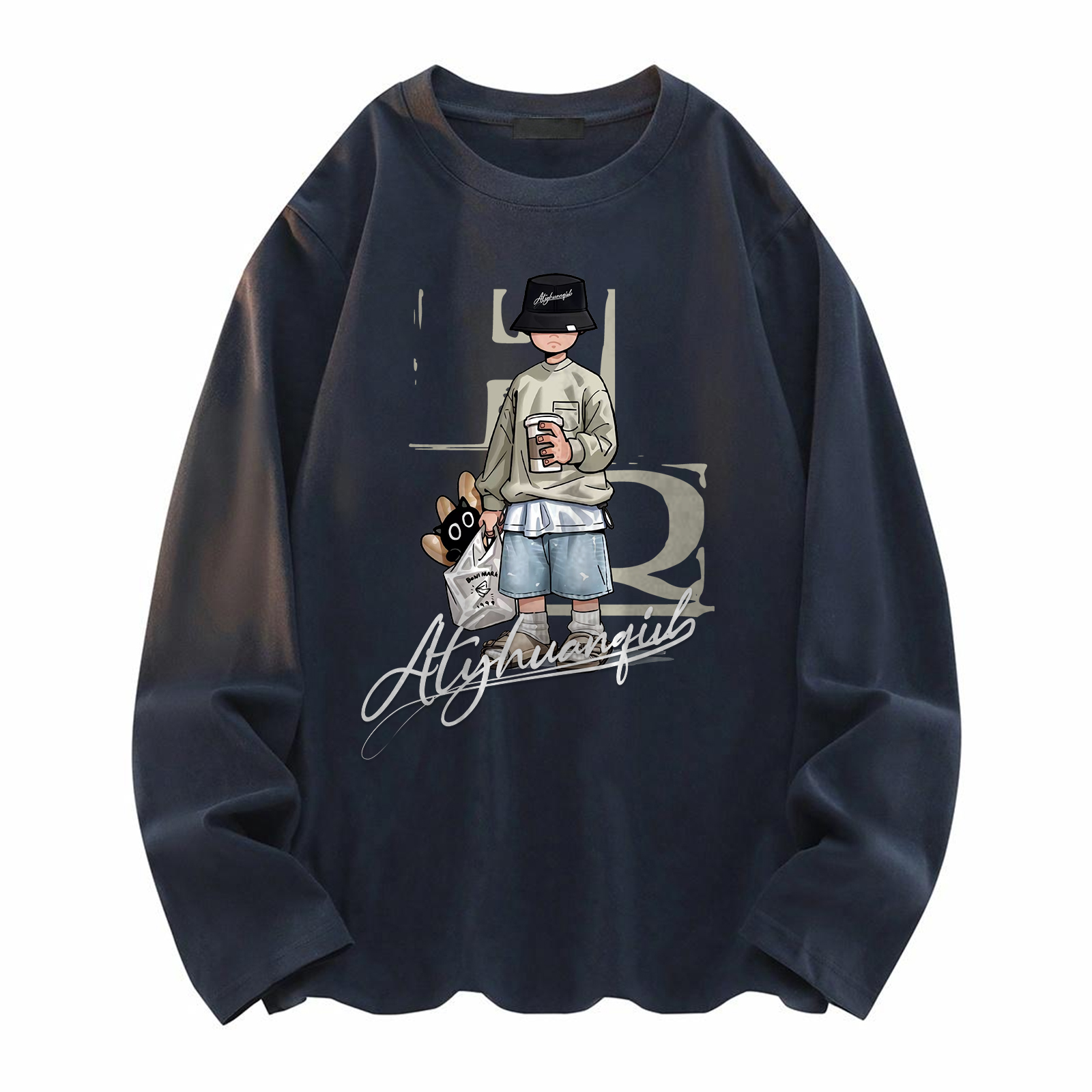 

Футболка Unisex Crew Neck Moderate Heavyweight HUANQIU, темно-синий