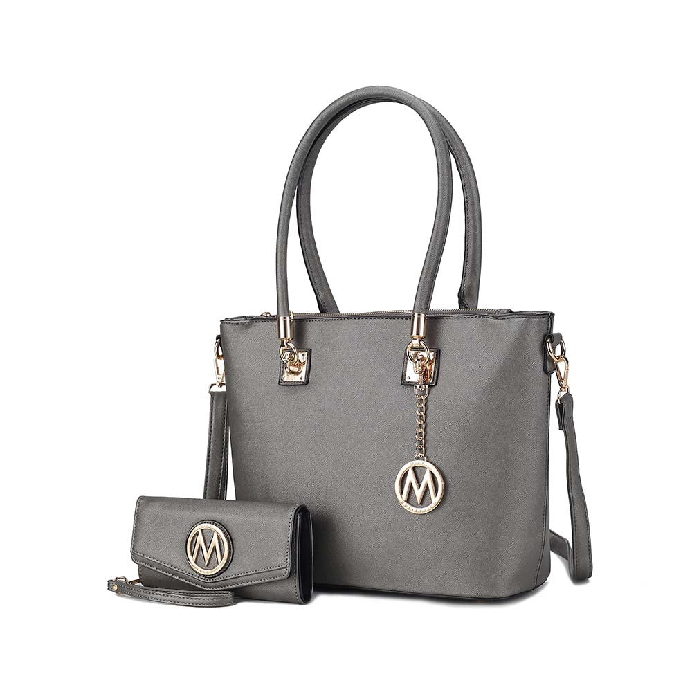 

Сумка-шоппер Vanessa с кошельком на запястье, комплект из веганской кожи Mia K MKF Collection By Mia K., Pewter