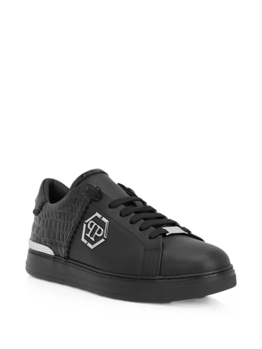 Кроссовки Icon Cocco Mix с эффектом крокодиловой кожи Philipp Plein, черный — фото 2