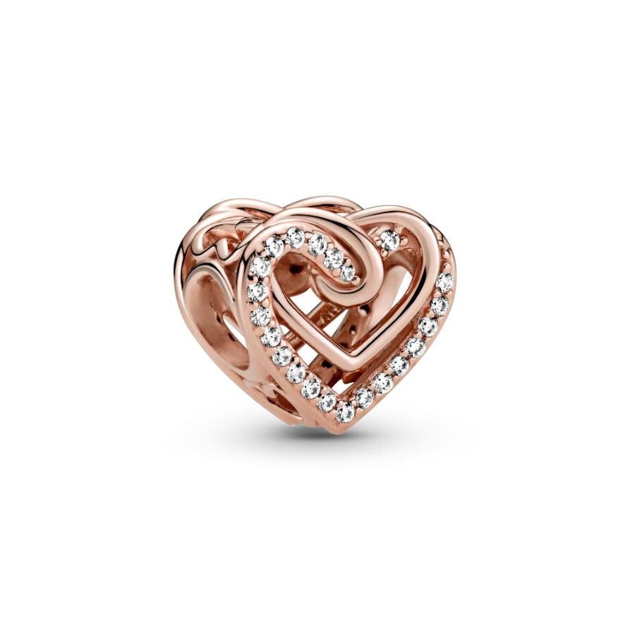 

Шарм Sparkling Entwined Hearts Pandora, покрытие - розовое золото
