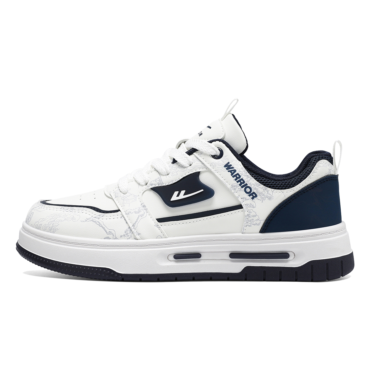 

Амортизация Полное покрытие Легкие низкие кроссовки Skateboard для мужчин WARRIOR, белый темно-синий