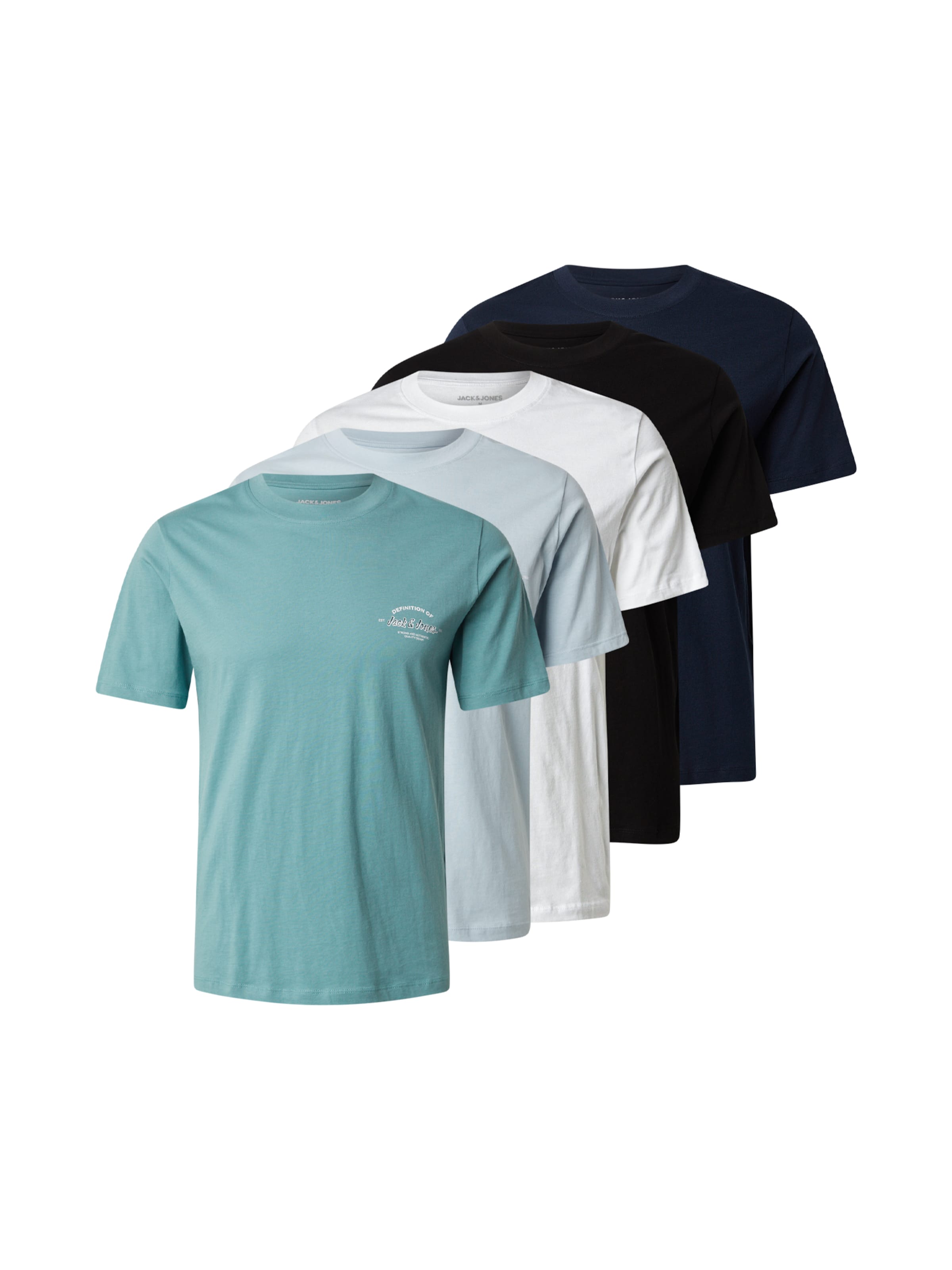 

JACK & JONES Футболка 'JJBRANDON' в цветах Marine Blue, Jade, Black, White