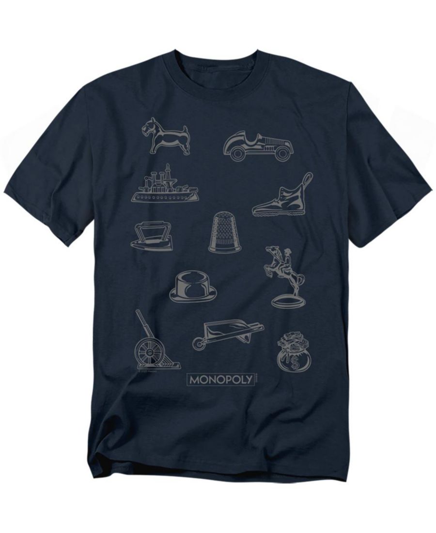 

Футболка с монохромными иконками больших размеров Monopoly, Navy, Синий, Футболка с монохромными иконками больших размеров Monopoly, Navy