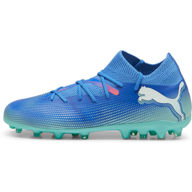Футбольные бутсы для игры на хард Future 7 Match MG JR Puma, цвет bluemazing-puma white-electric peppermint — фото 4