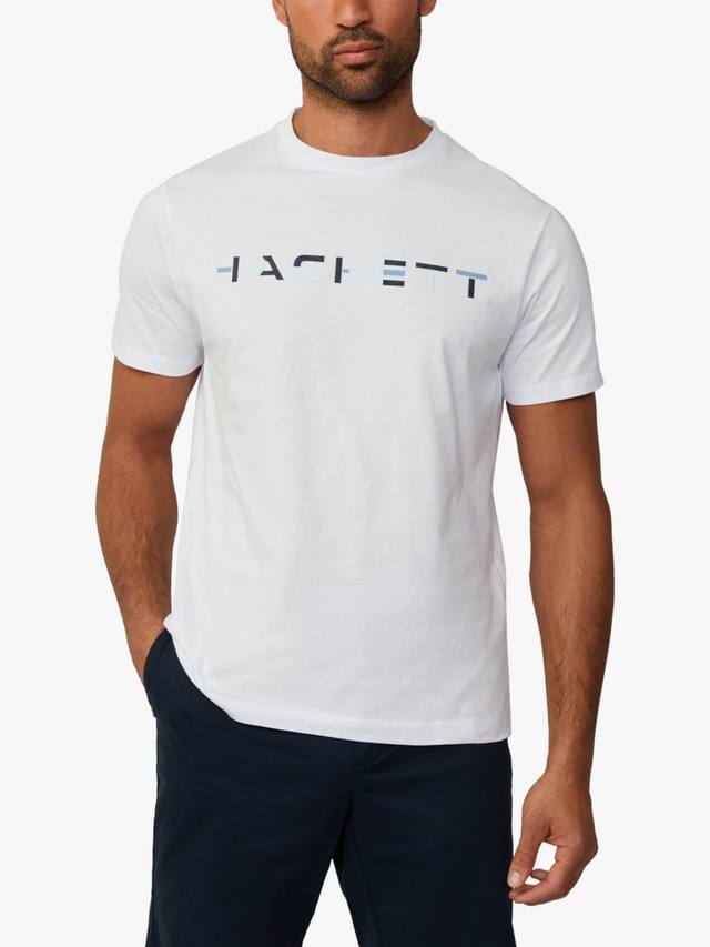 

Хлопчатобумажная футболка с логотипом regular fit с коротким рукавом Hackett London, белый