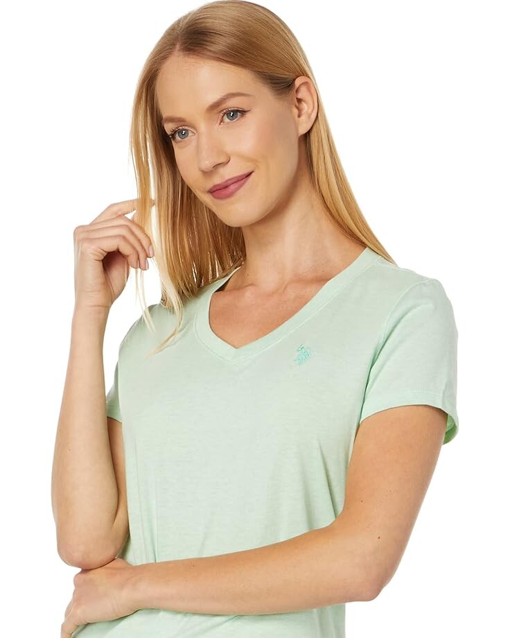 

Футболка U.S. POLO ASSN. Iconic V-Neck Tee, цвет Patina Green Heather
