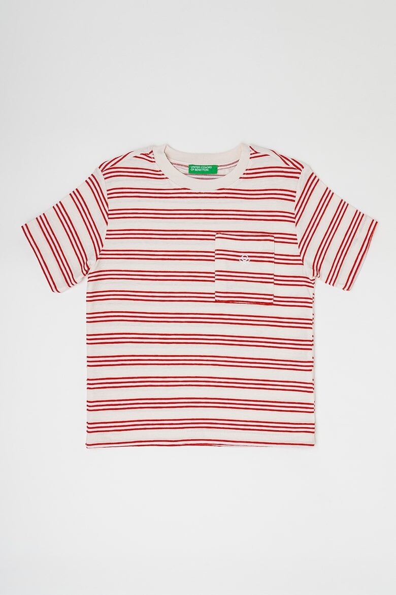 

Полосатая футболка с передним карманом United Colors Of Benetton, красный