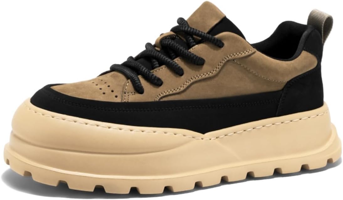 

Модные кроссовки на платформе из замши и сетки для повседневной носки, прогулок и путешествий с амортизированной подошвой, прочной внешней подошвой и стильным дизайном в цветовых блоках для мужчин Zixcplaz, бежевый