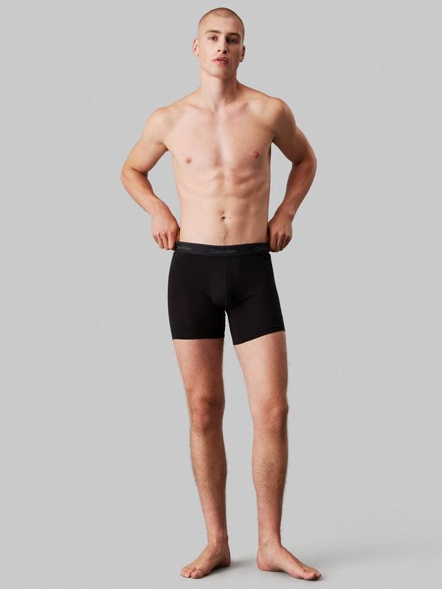 Хлопковые боксеры Icon Cotton Stretch Calvin Klein, Pack of 3, Black/Glacier/Blue — фото 4
