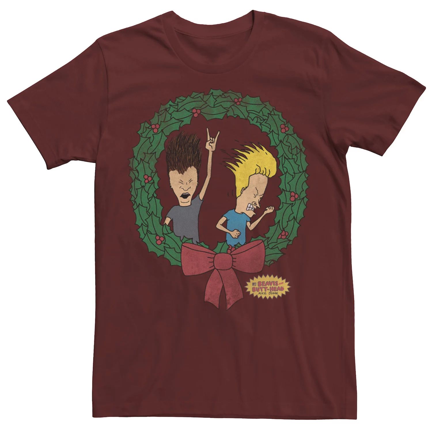 

Мужская футболка Beavis and Butthead Rock On Christmas Wreath Licensed Character