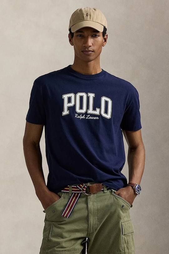 

Хлопковая футболка Polo Ralph Lauren, темно-синий