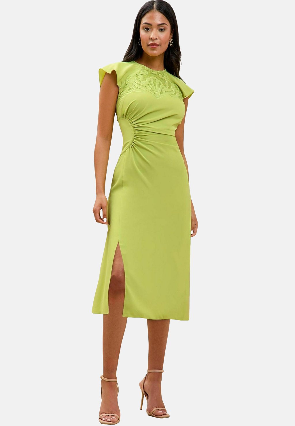 

Платье-футляр APPLIQUE RUCHED FIT AND FLARE MIDI Lipsy, зеленый