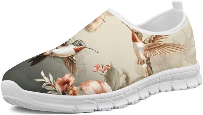 

Женские кроссовки Forchrinse Purple Owl Plum Blossom для прогулок, мужские слипоны, теннисные кроссовки, модные с 3D принтом животных, повседневные лоферы, легкие, Retro Hummingbird Hibiscus