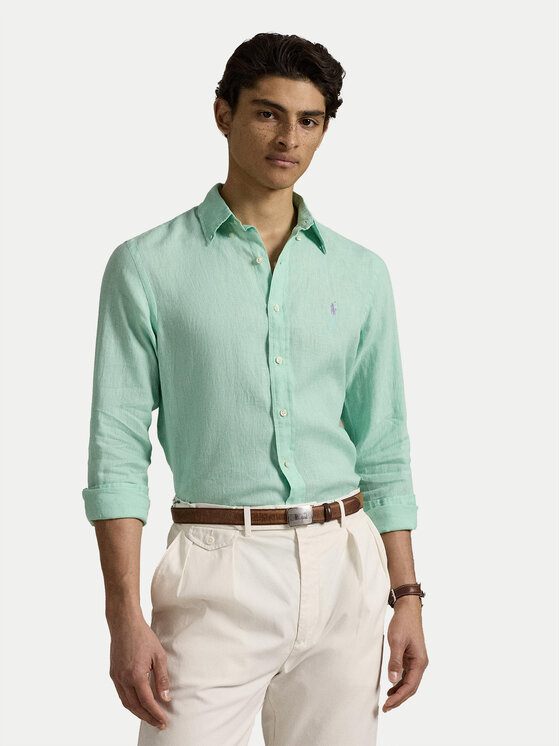 

Рубашка облегающего кроя 710968915001 Polo Ralph Lauren, зеленый