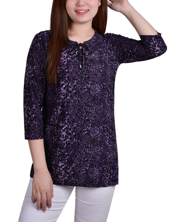 

Миниатюрный топ с рукавами 3/4 и люверсами NY Collection, цвет Mauve