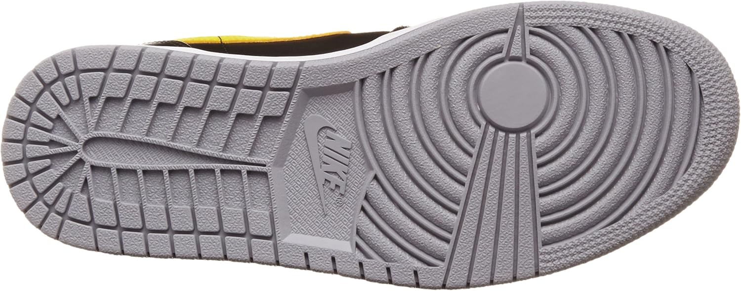 Баскетбольные кроссовки Air Jordan Nike Air 1 Mid, черные/ярко-желтые/серые, Mid Black/Vibrant Yellow/Gray — фото 4