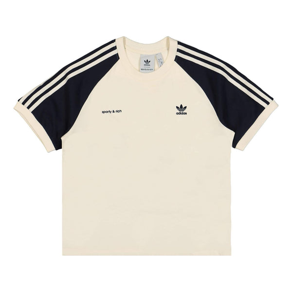 

Футболка (WMNS) adidas Originals x Sporty & Rich T-shirt 'Cream White Navy', бежевый