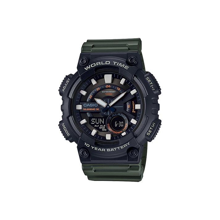 

CASIO Часы G Shock AEQ 110W 3AV, Black Dial Green Watch Case