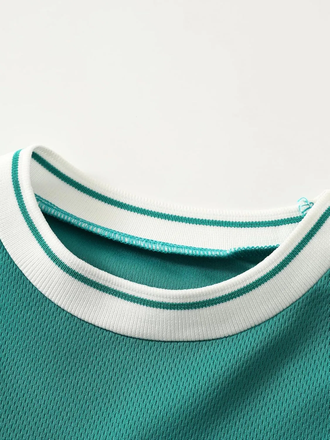 Детский спортивный комплект из топа и шорт, Letter Print, Blue Green — фото 4